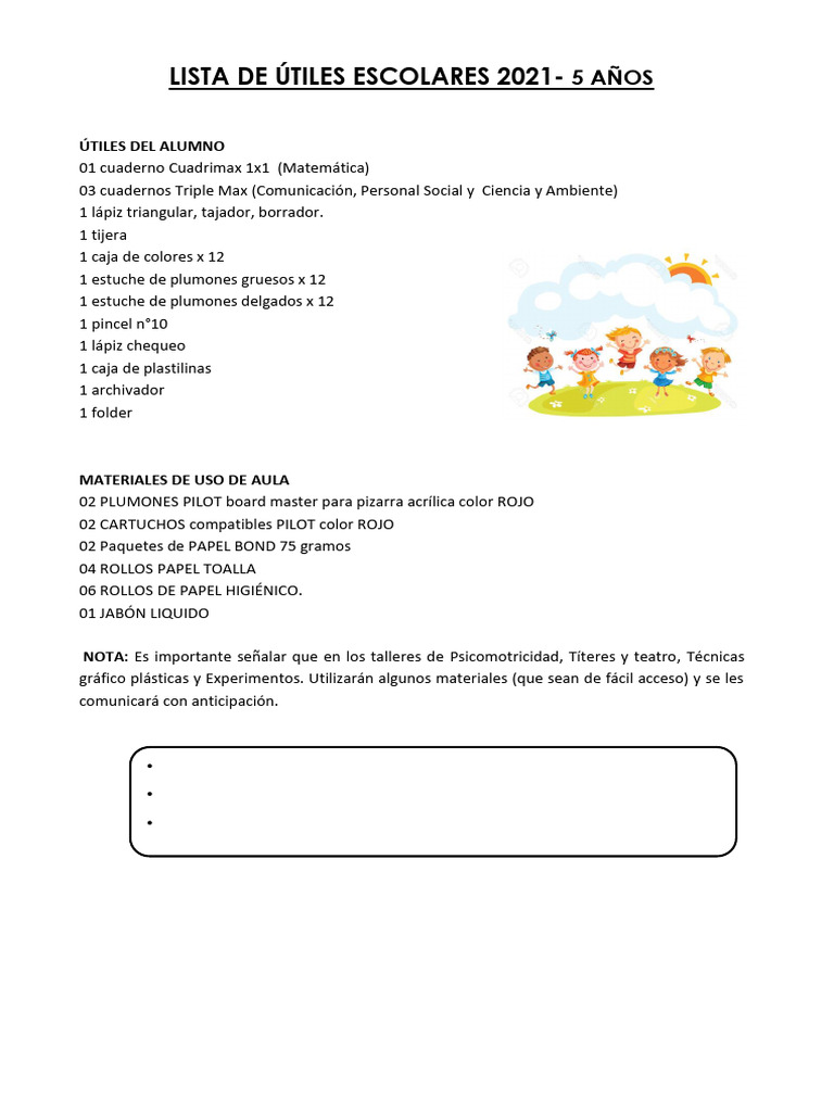 Lista - Inicial 5 Años | PDF