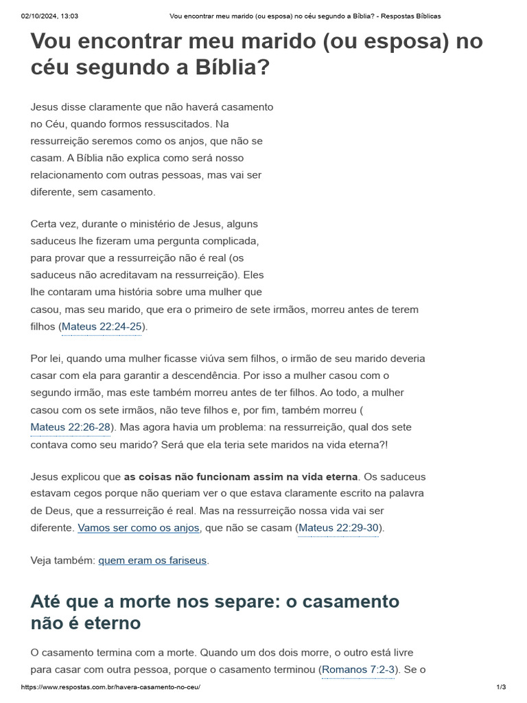 Vou Encontrar Meu Marido (Ou Esposa) No Céu Segundo A Bíblia ...