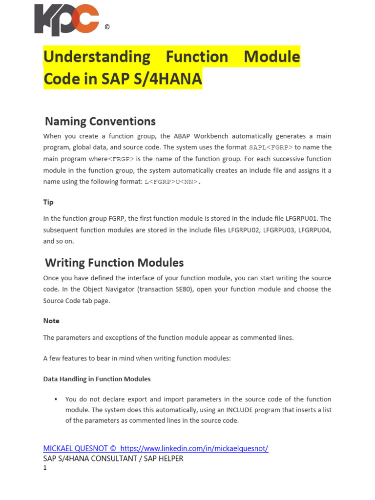 Function Module in S4 | PDF