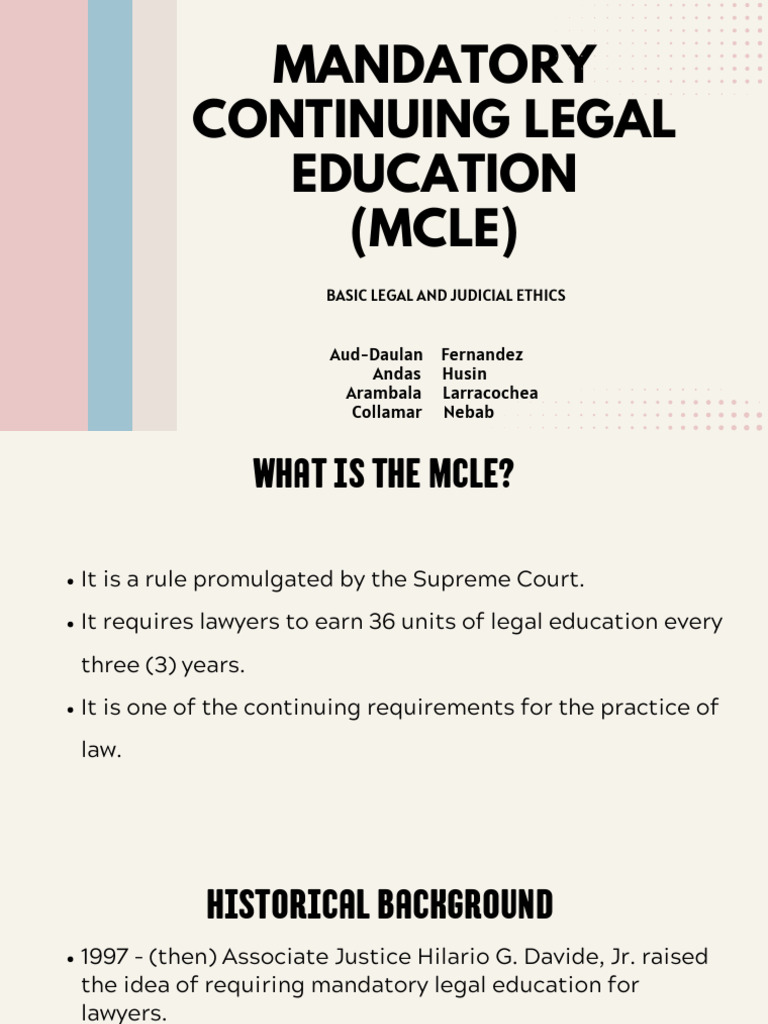 MCLE Presentation - Group 2 (BJLE) | PDF