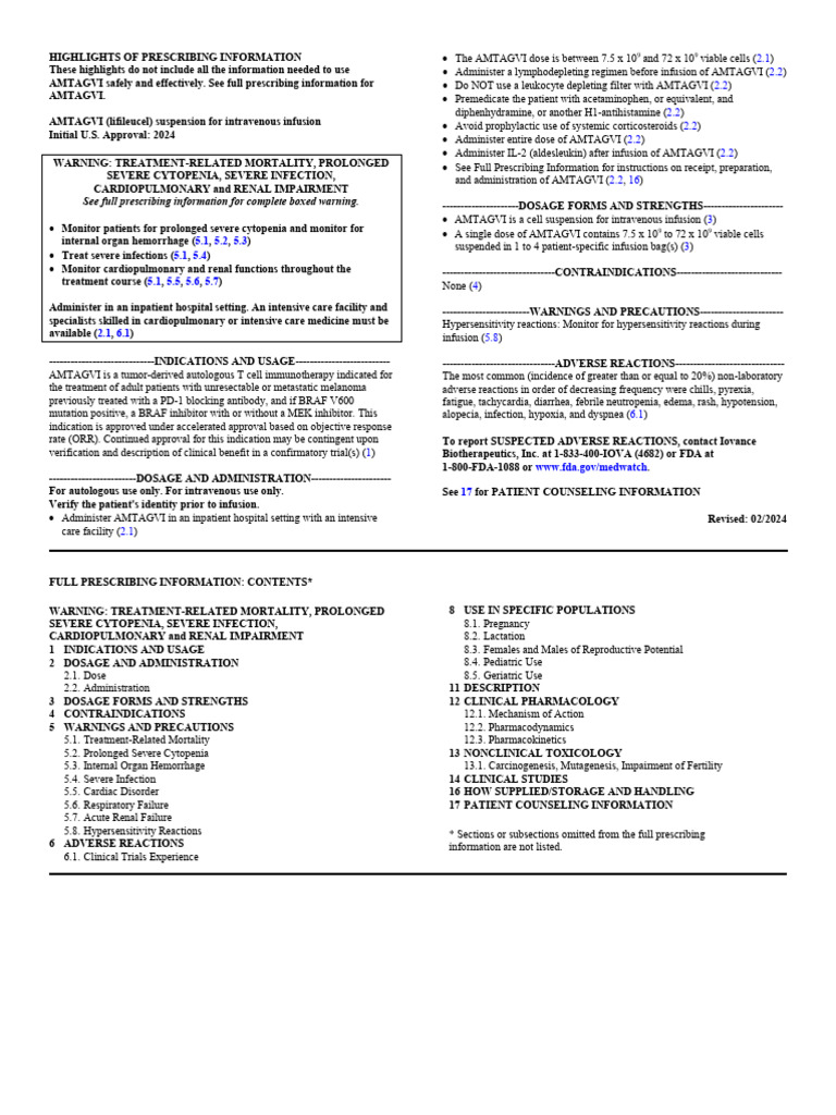 Package Insert - Amtagvi | PDF