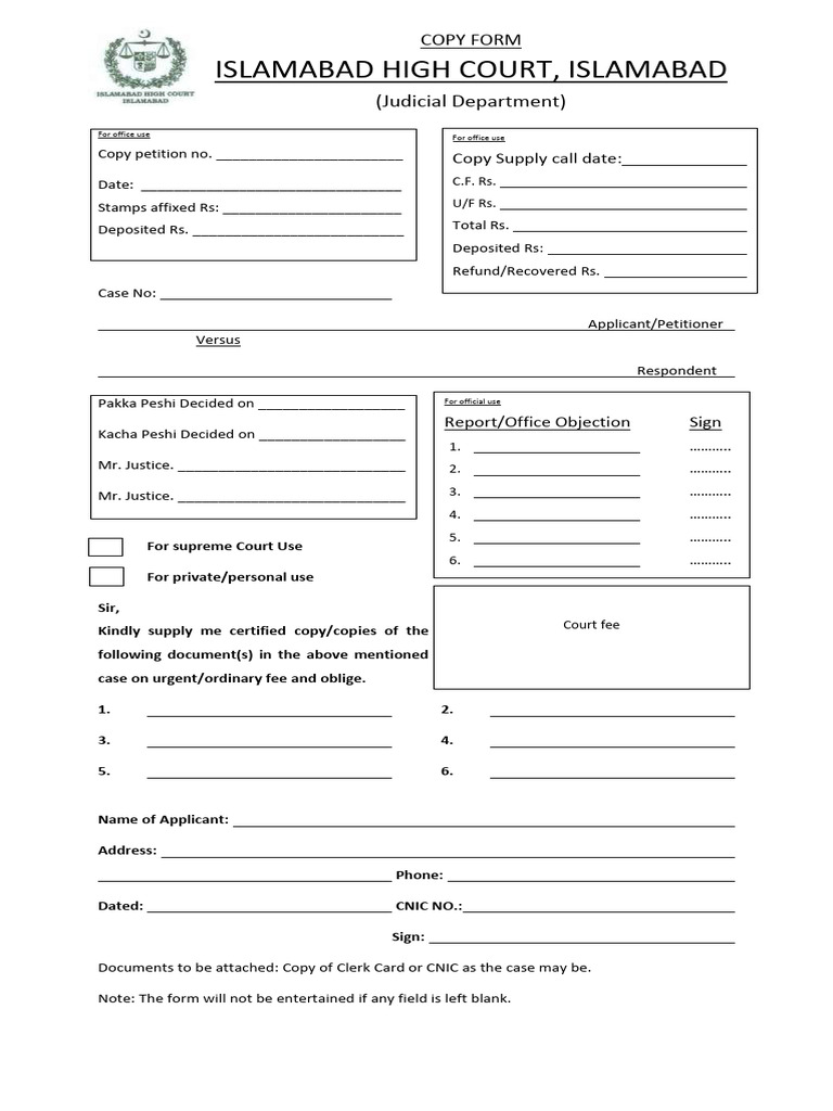 Copy Petition Proforma Sample | PDF
