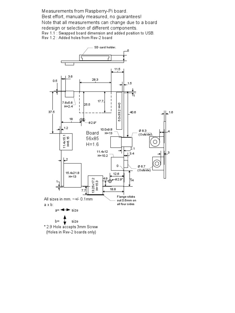 Raspberry Pi Board Dimensions and Specs | PDF | Computers