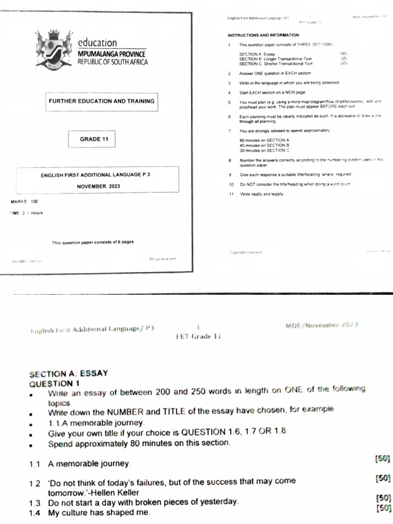 EFAL p3 2023 | PDF