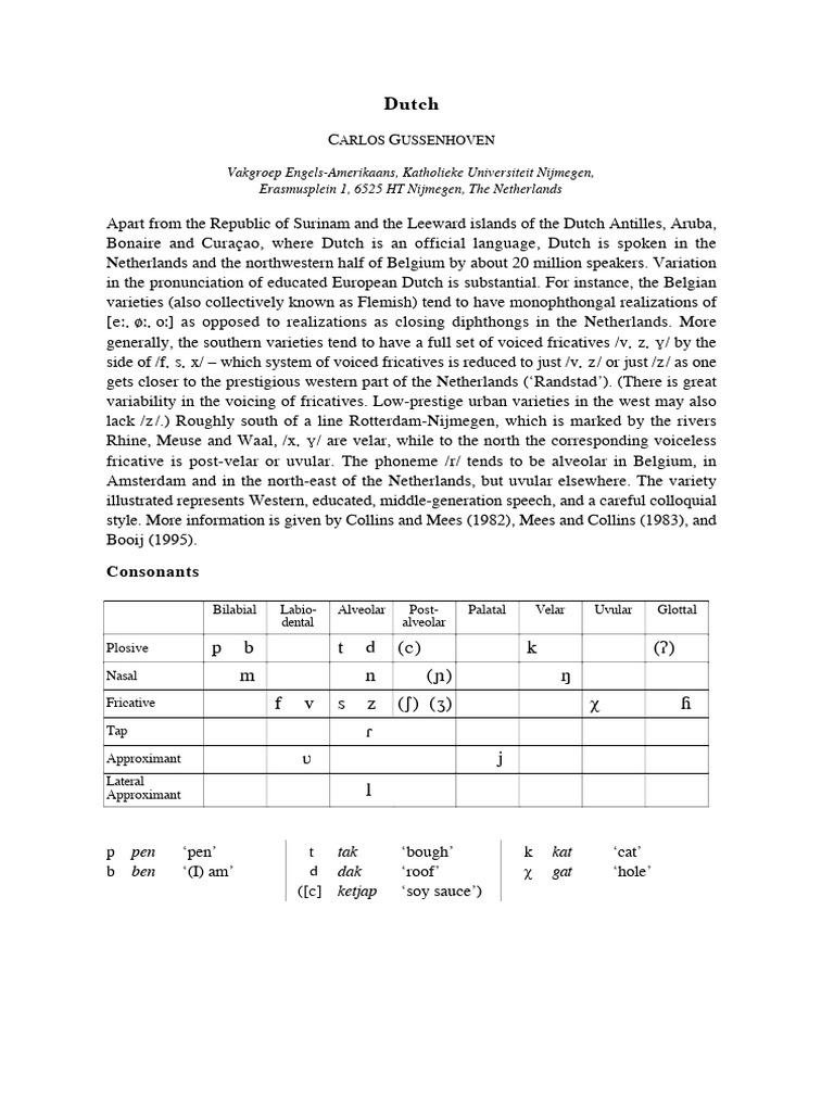 Dutch-Ipa-Handbook (En Transcriptie) | PDF