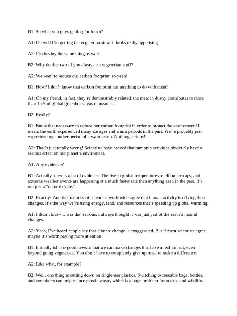 Script for Conversation Vid - Enviromental | PDF