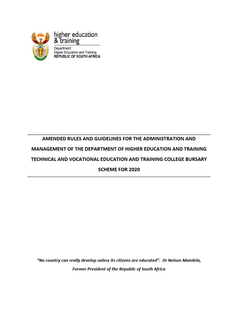 TVET College Bursary Scheme Guidelines | PDF | Vocational Education ...