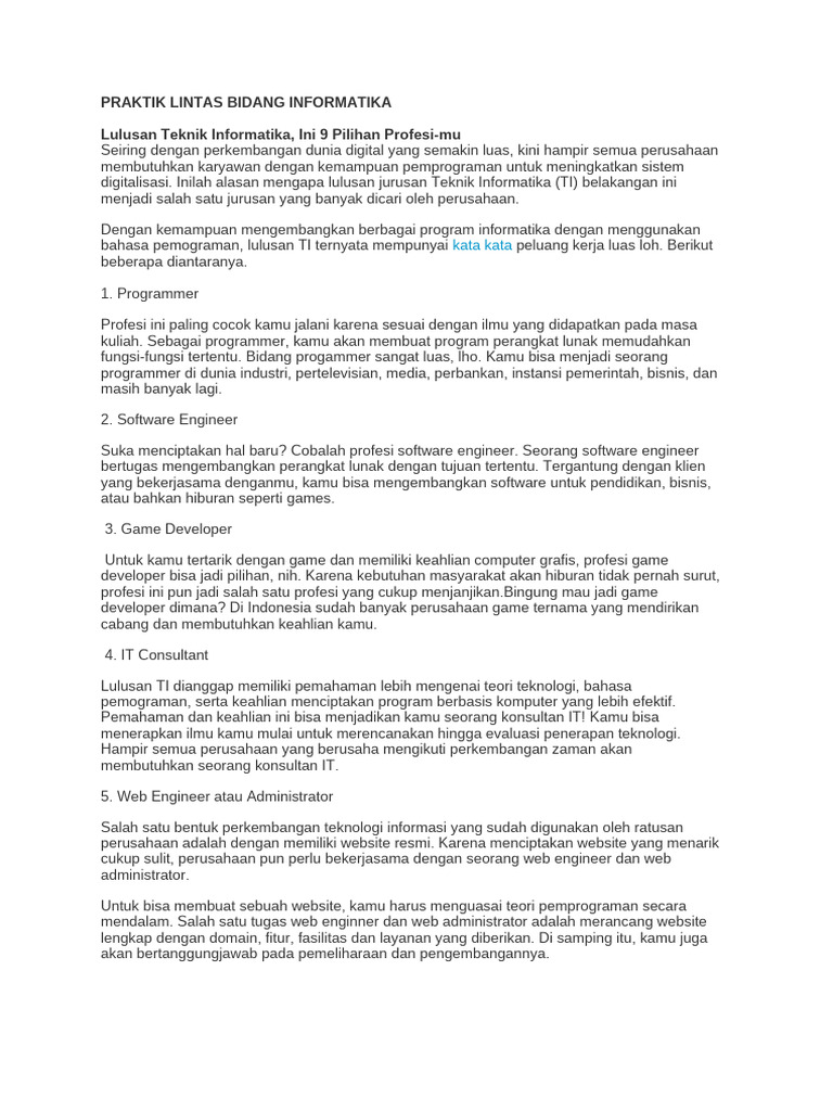 Praktik Lintas Bidang Informatika Pdf