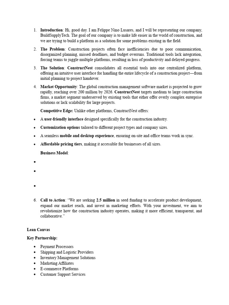 Business Pitch | PDF