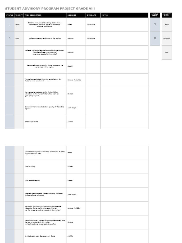 IC Group Project Task List Template 8624 2 | PDF