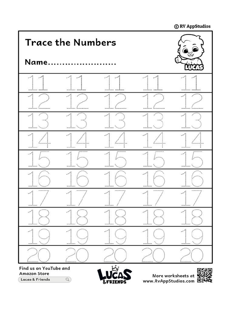 130 Free Printable Worksheets For Kids Trac Numbers 11 20 Worksheets ...