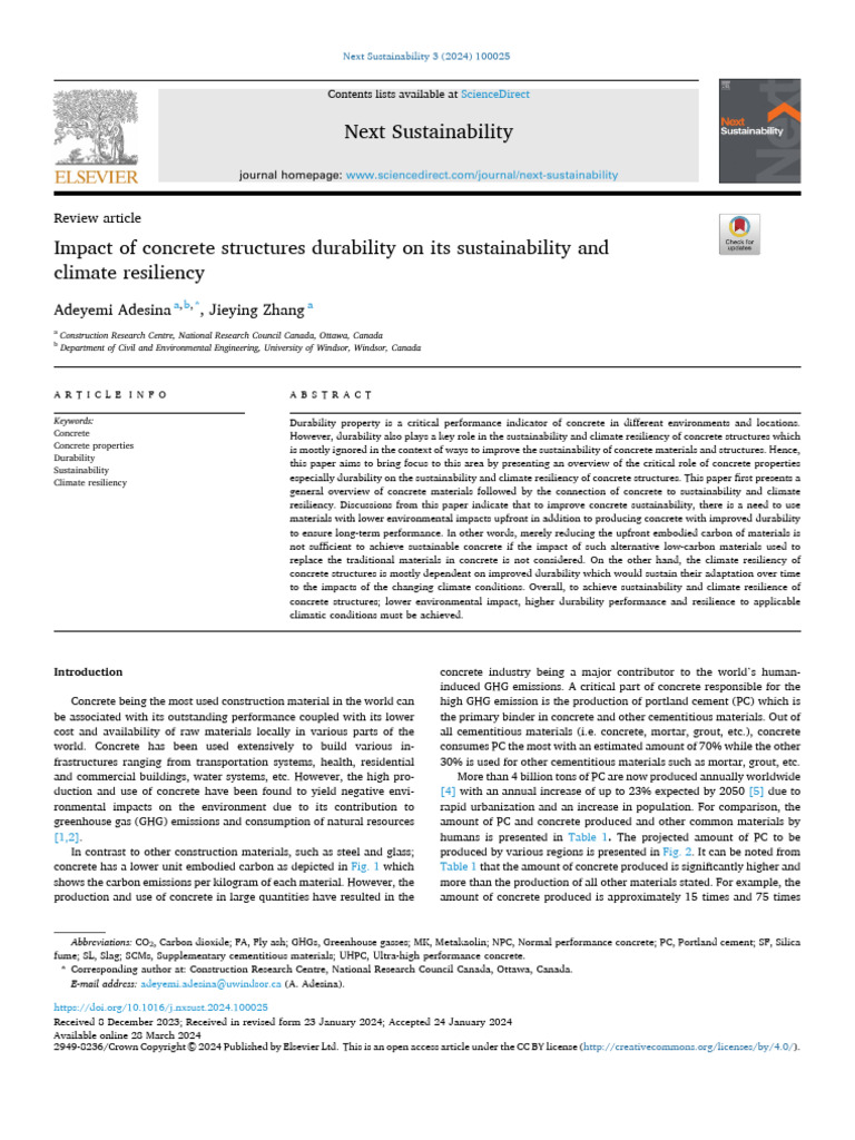 Impact of Concrete Structures Durability On Its Sustainability and ...