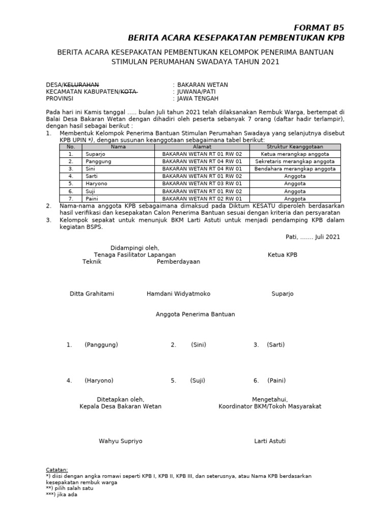 Format B5 BA Pembentukan Kelompok | PDF
