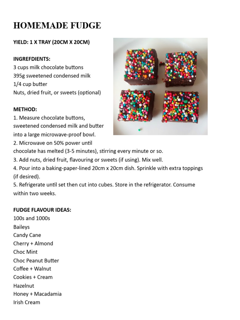 Food Preserving - Homemade Fudge | PDF