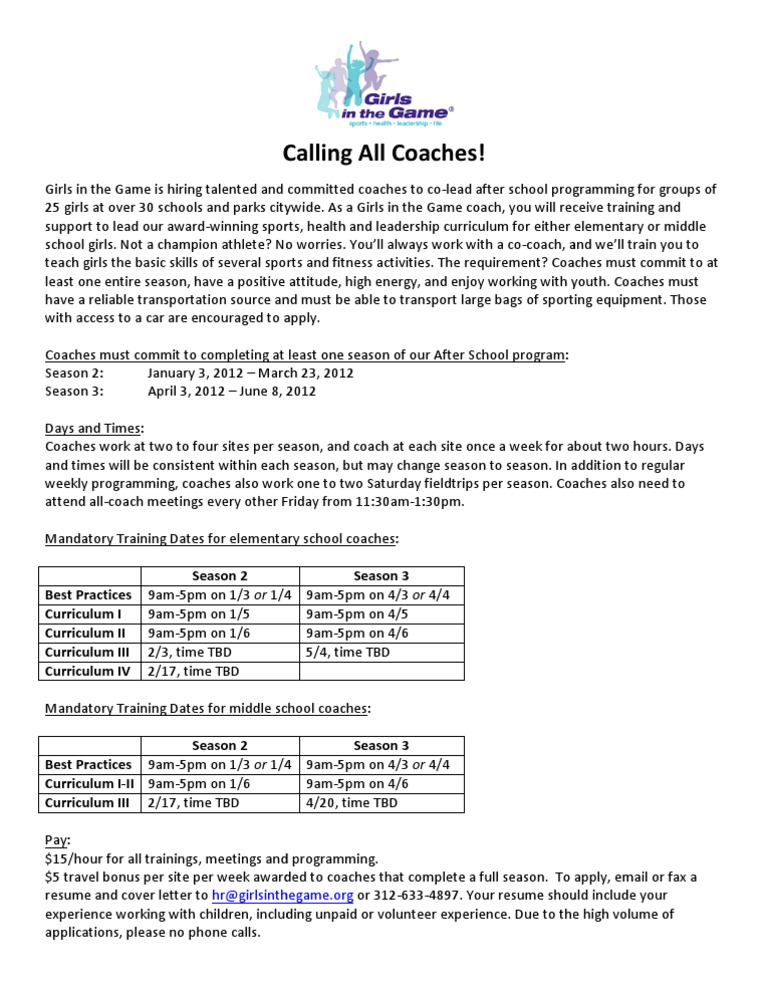 Calling All Coaches | PDF