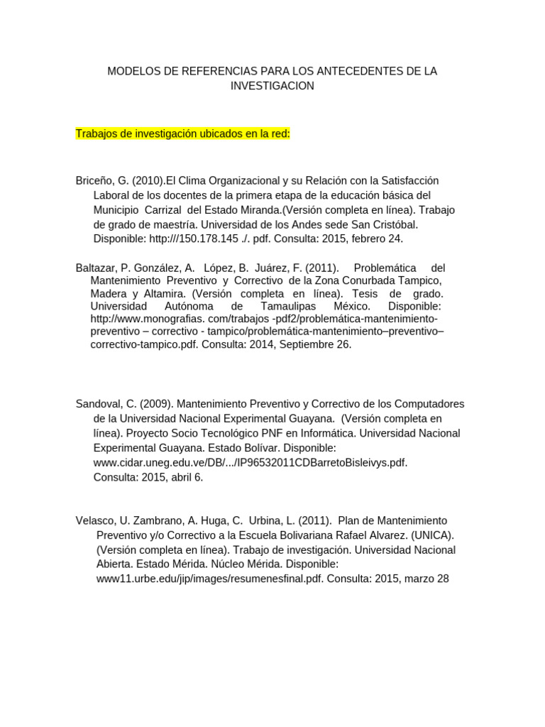 Modelos Refer. para Los Antecedentes | PDF