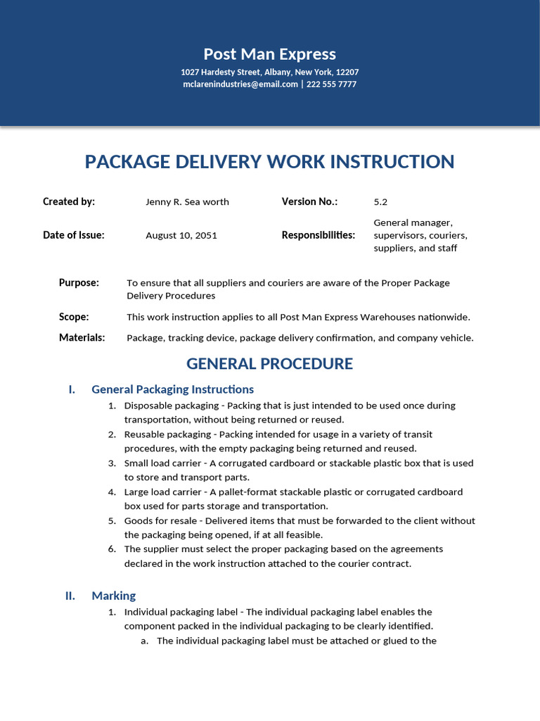 Free Standard Work Instruction Template A4 | PDF