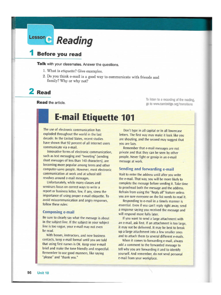 Email Etiquette-Writing Skills-Article & Comprehension Exercises | PDF