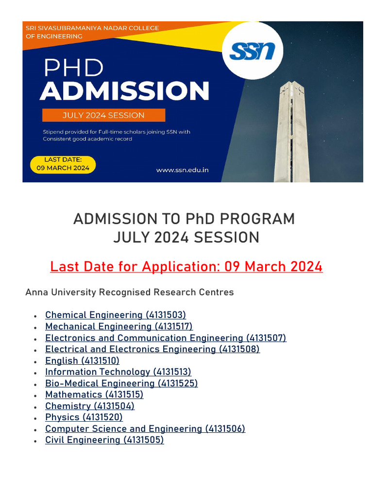 Admission To PHD Program | PDF