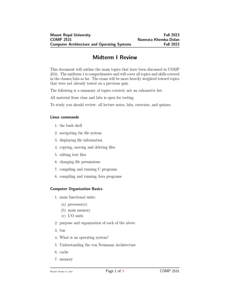 F23 Midterm1 Review | PDF