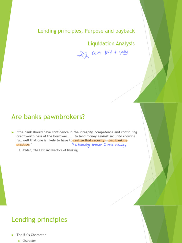 2023.24 Lecture 6 Lending Principles Liquidation Analysis | PDF | Book ...
