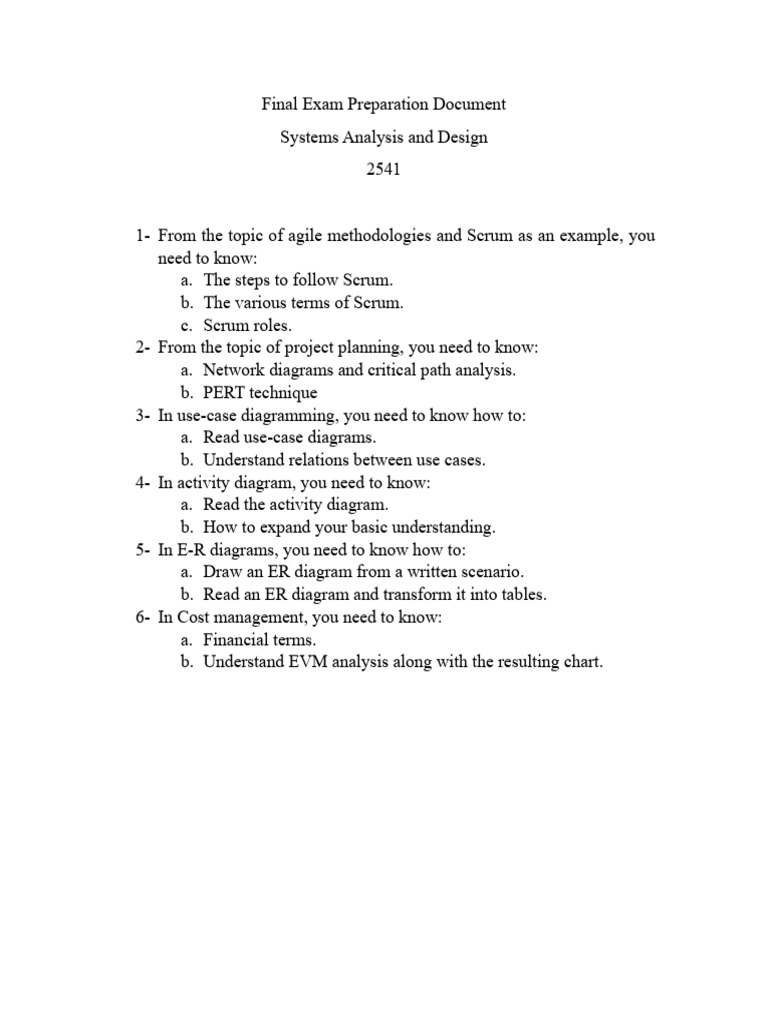 Final Exam Preparation Document | PDF