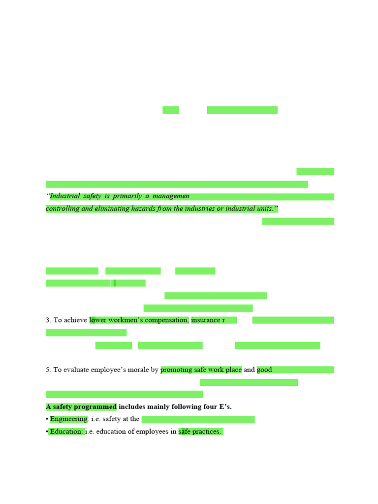 Industrial Safety Module 1 Note Pdf
