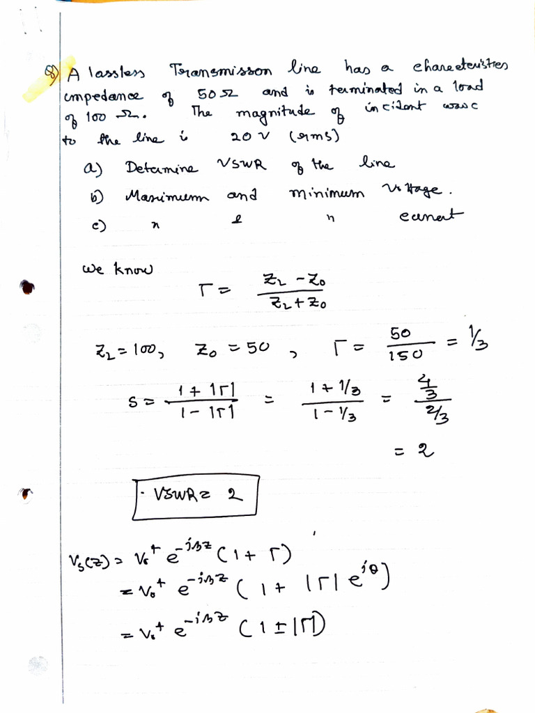 Transmission Line Question and Solutions | PDF