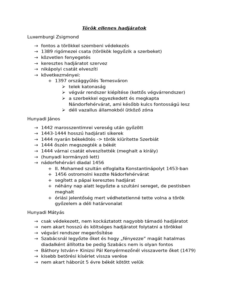 Torok Ellenes Hadjaratok | PDF