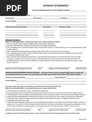 Affidavit of Residency