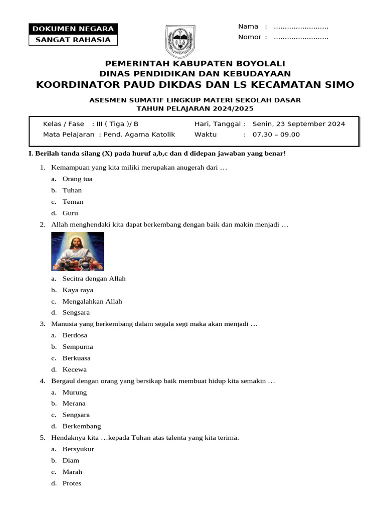 Soal Agama Katolik Kelas 3 Pdf