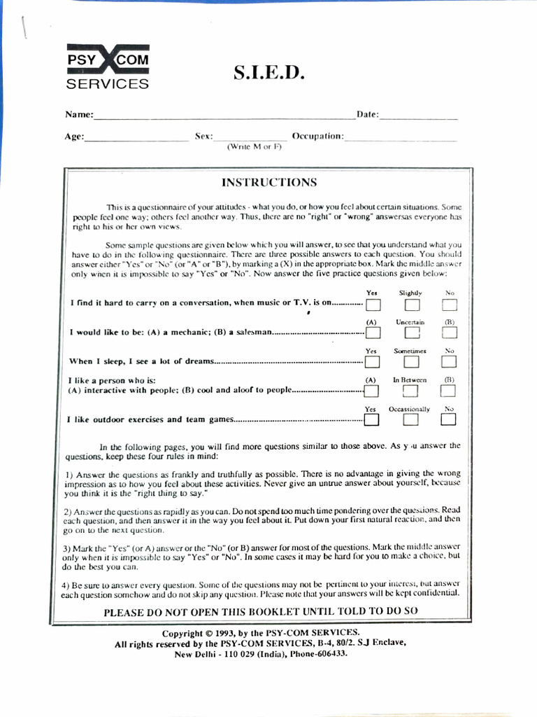 S.I.E.D. Inventory | PDF