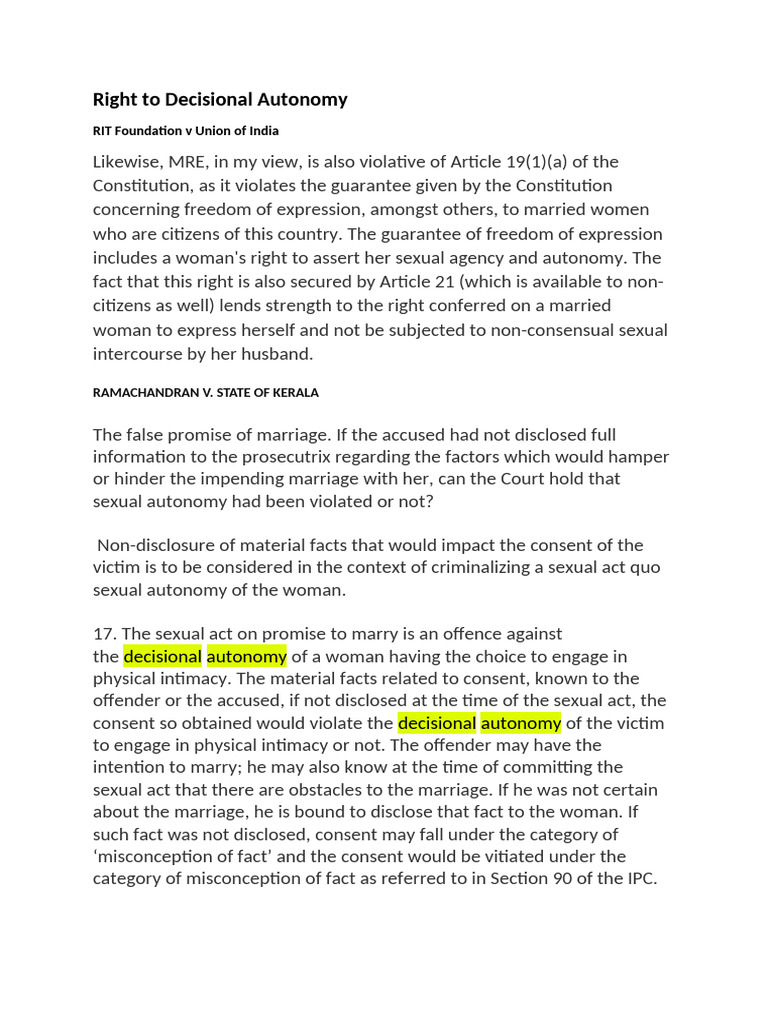 Decisional Autonomy | PDF