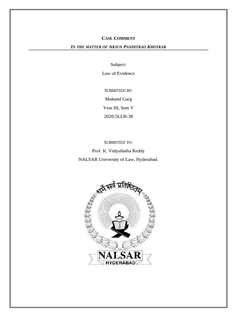 Evidence Case Comment | PDF