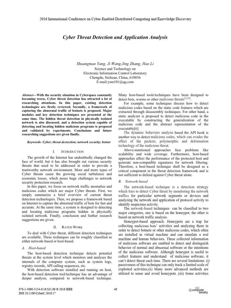 Cyber Threat Detection and Application Analysis: Shuangmao Yang, Ji ...