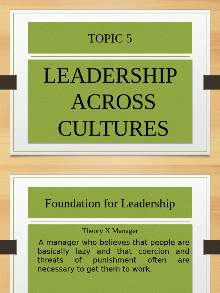 Topic 5 - LEADERSHIP ACROSS CULTURES | PDF