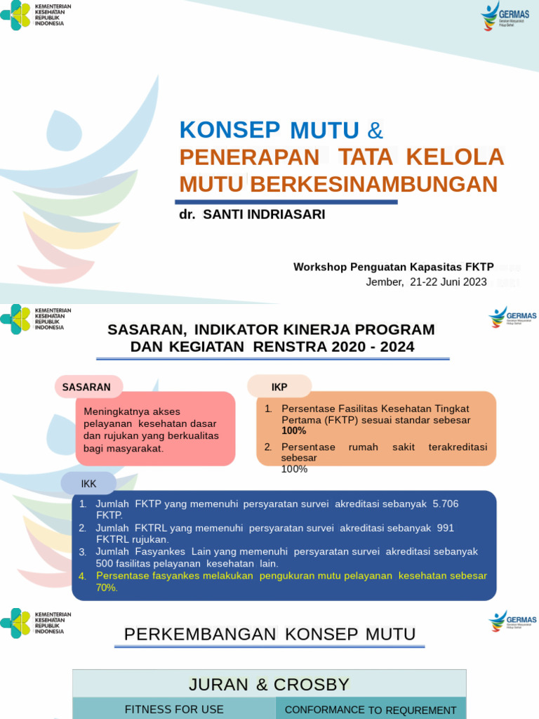 KONSEP MUTU & PENERAPAN TATA KELOLA MUTU Dr. Santi | PDF