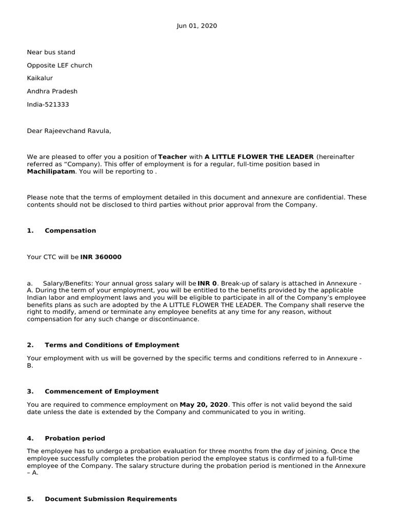 Offer Letter | PDF