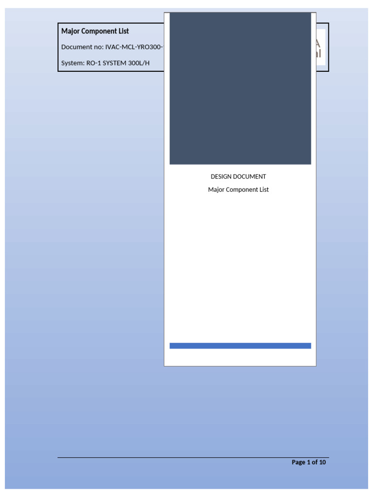 Component List RO-1 300L | PDF