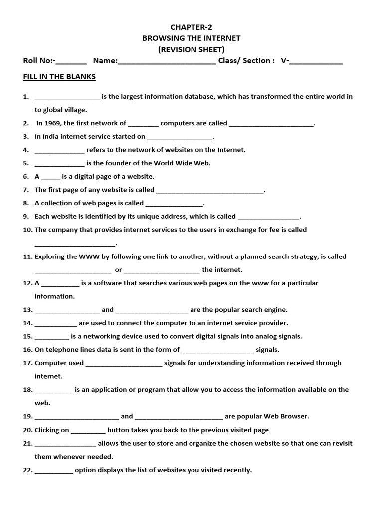 Class 5 Revision Sheet For Hy Exam | PDF