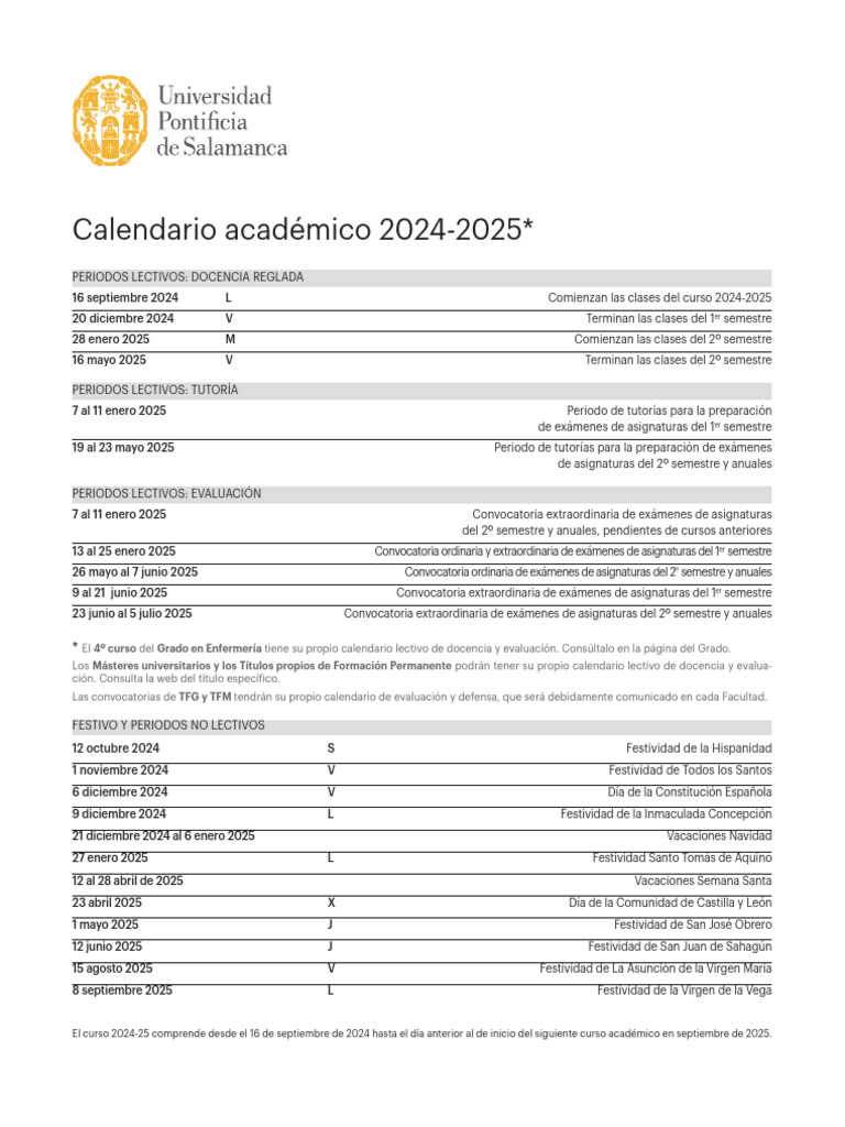 Calendario Academico 2024 2025 WEB E7df548739 | PDF