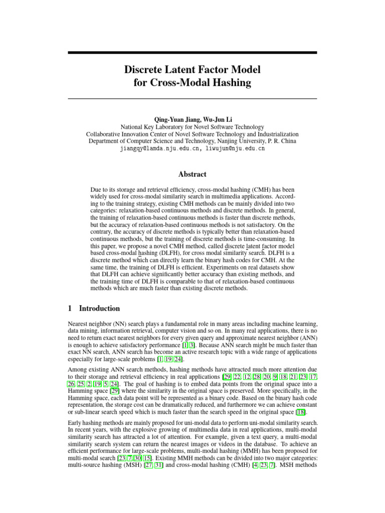 2017 Discrete Latent Factor Model For Cross-Modal Hashing | PDF