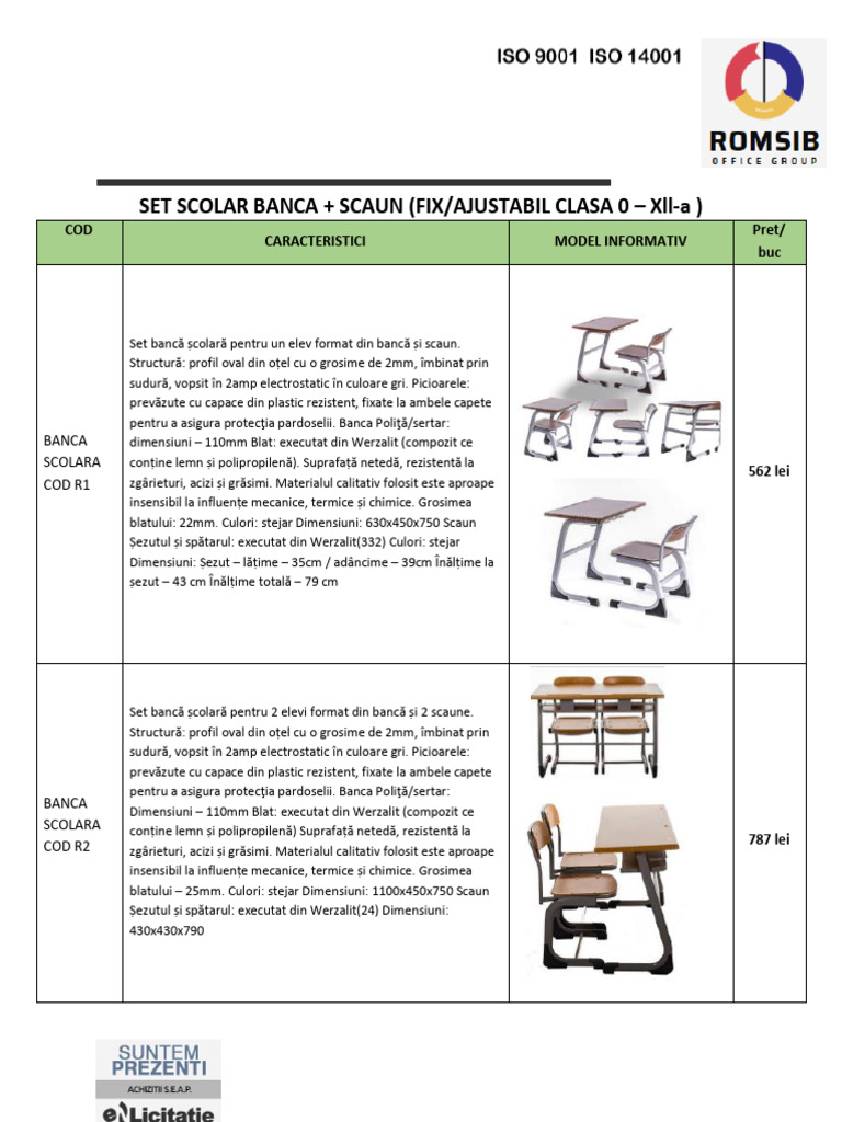 Mobilier Scolar R.O.G. 09.05.2024 | PDF