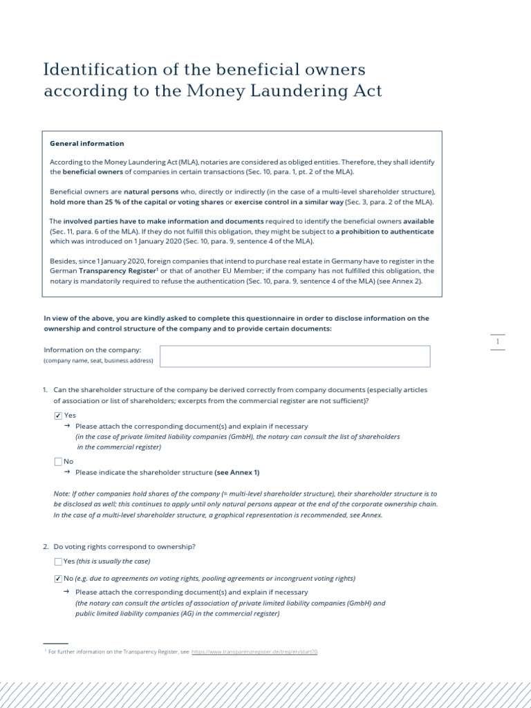 Beneficial Ownership Under Money Laundering Act | PDF | Shareholders ...