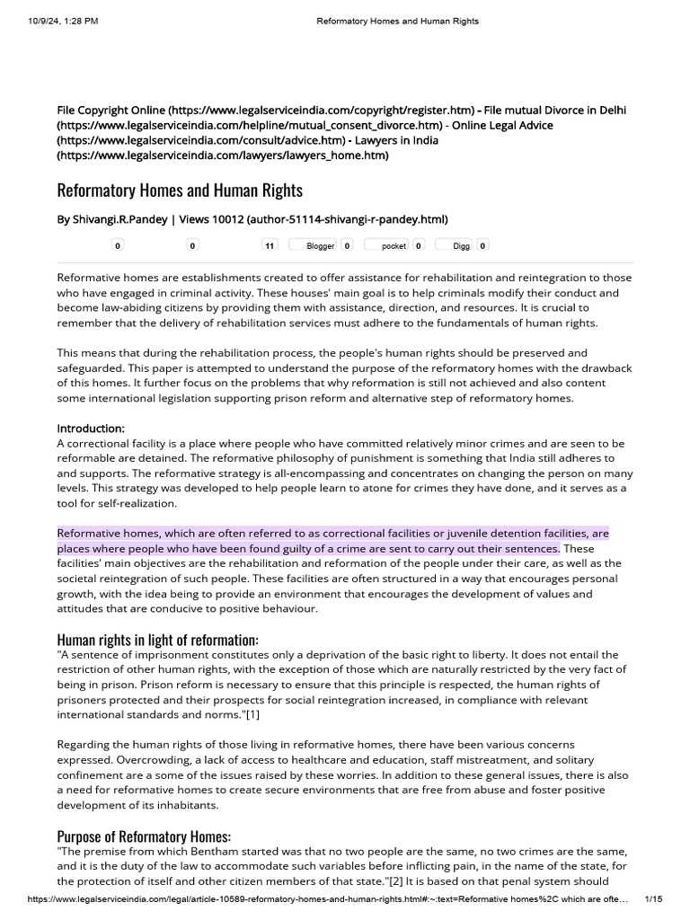 Reformatory Homes and Human Rights | PDF