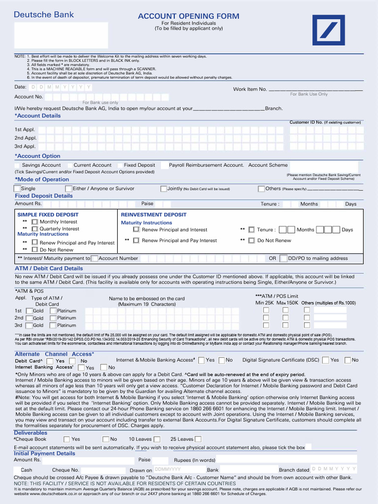 Account Opening Form Advantage Individual | PDF