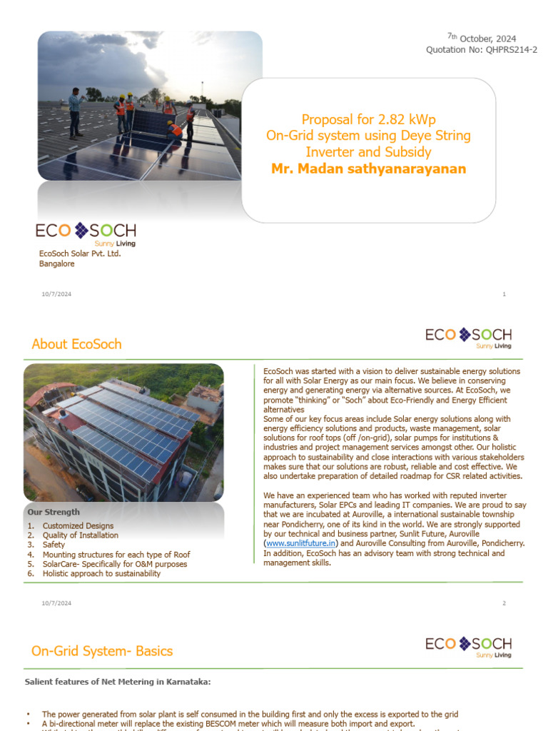 2.82 KWP - On-Grid Solar PV System - With String Inverters and Subsidy ...