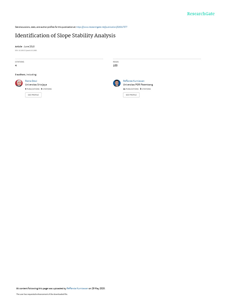 Identification Of Slope Stability Analysis Pdf