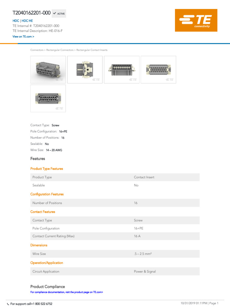 TE Internal #: T2040162201-000 TE Internal Description: HE-016-F | PDF