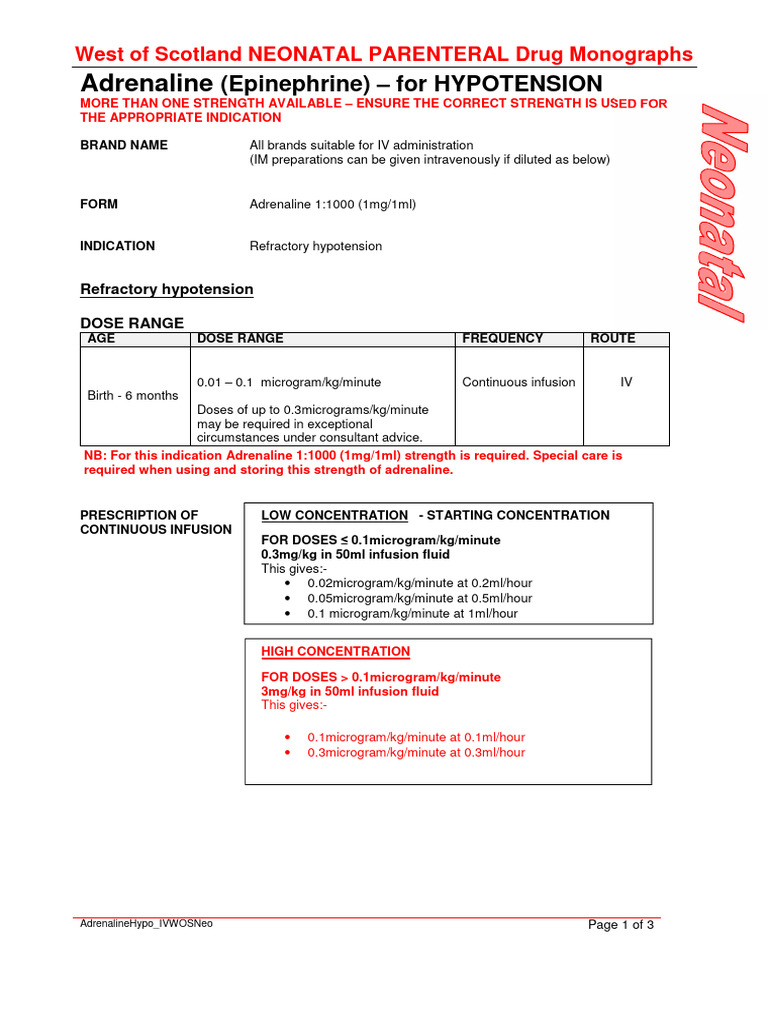 Adrenaline - Hypotension WoS - PI | PDF